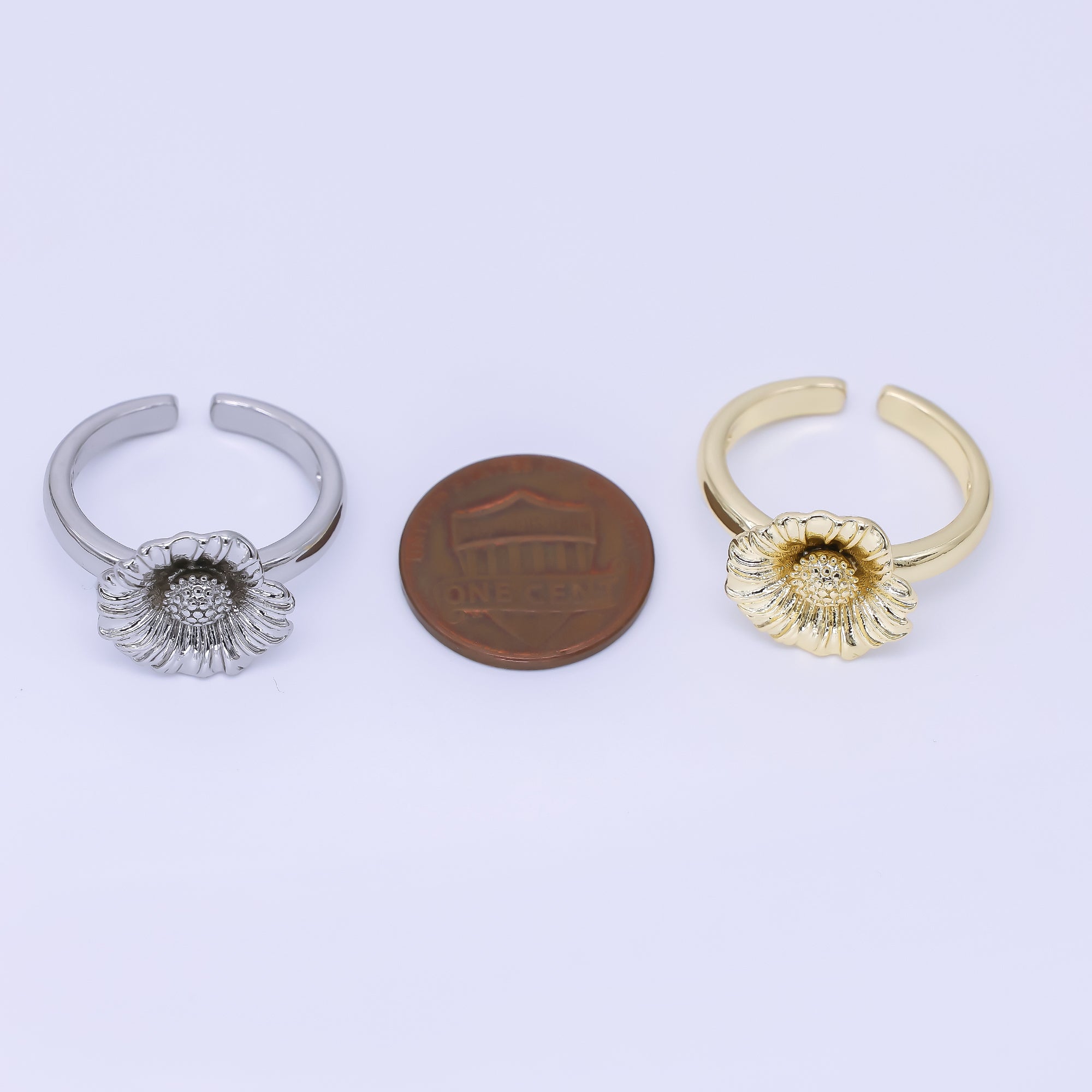 24K Gold Filled Sunflower Blossom Floral Solitaire Ring | O1613 O1619