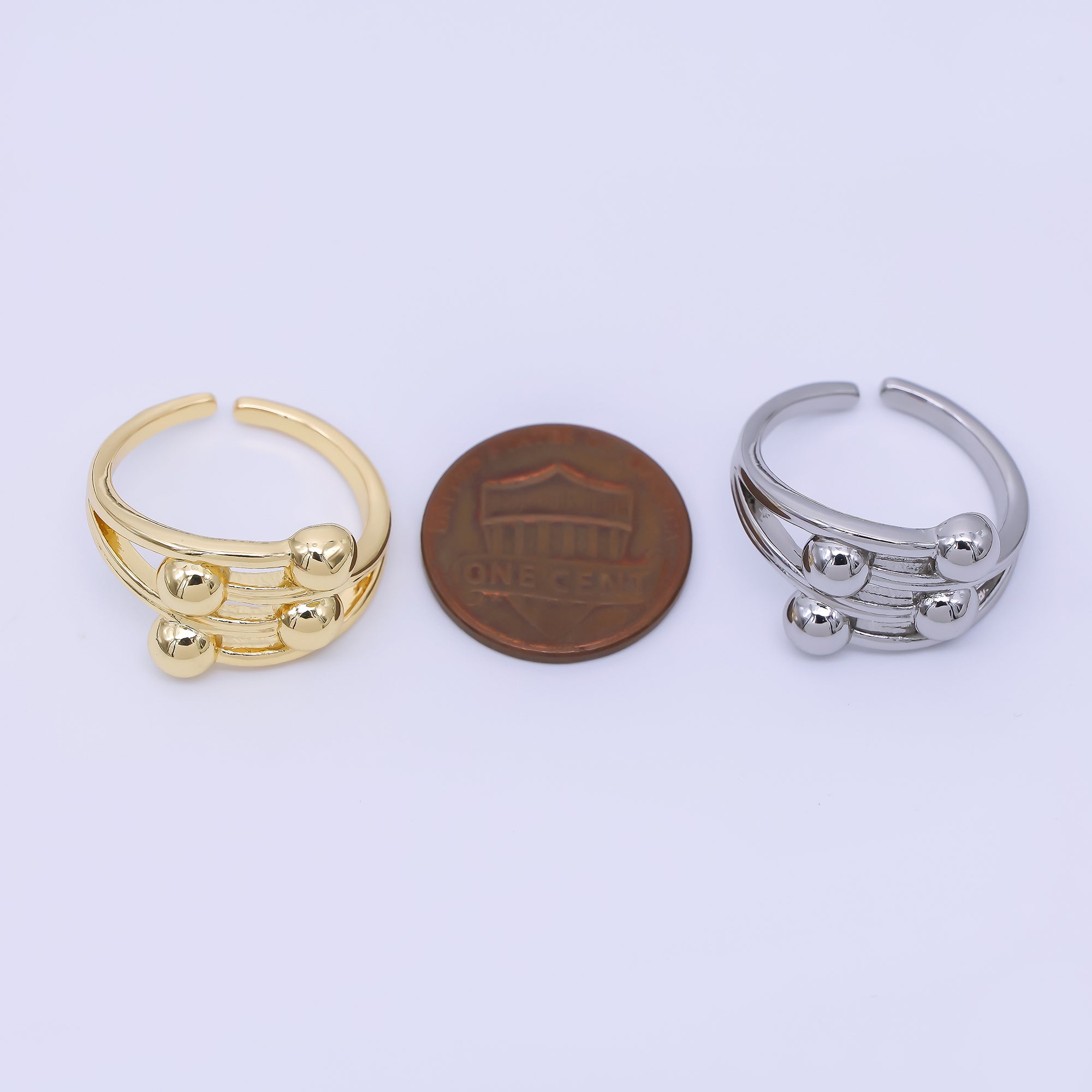 24K Gold Filled Unfolded Rotating Bead Ball Ring in Gold & Silver | O1625 O1626