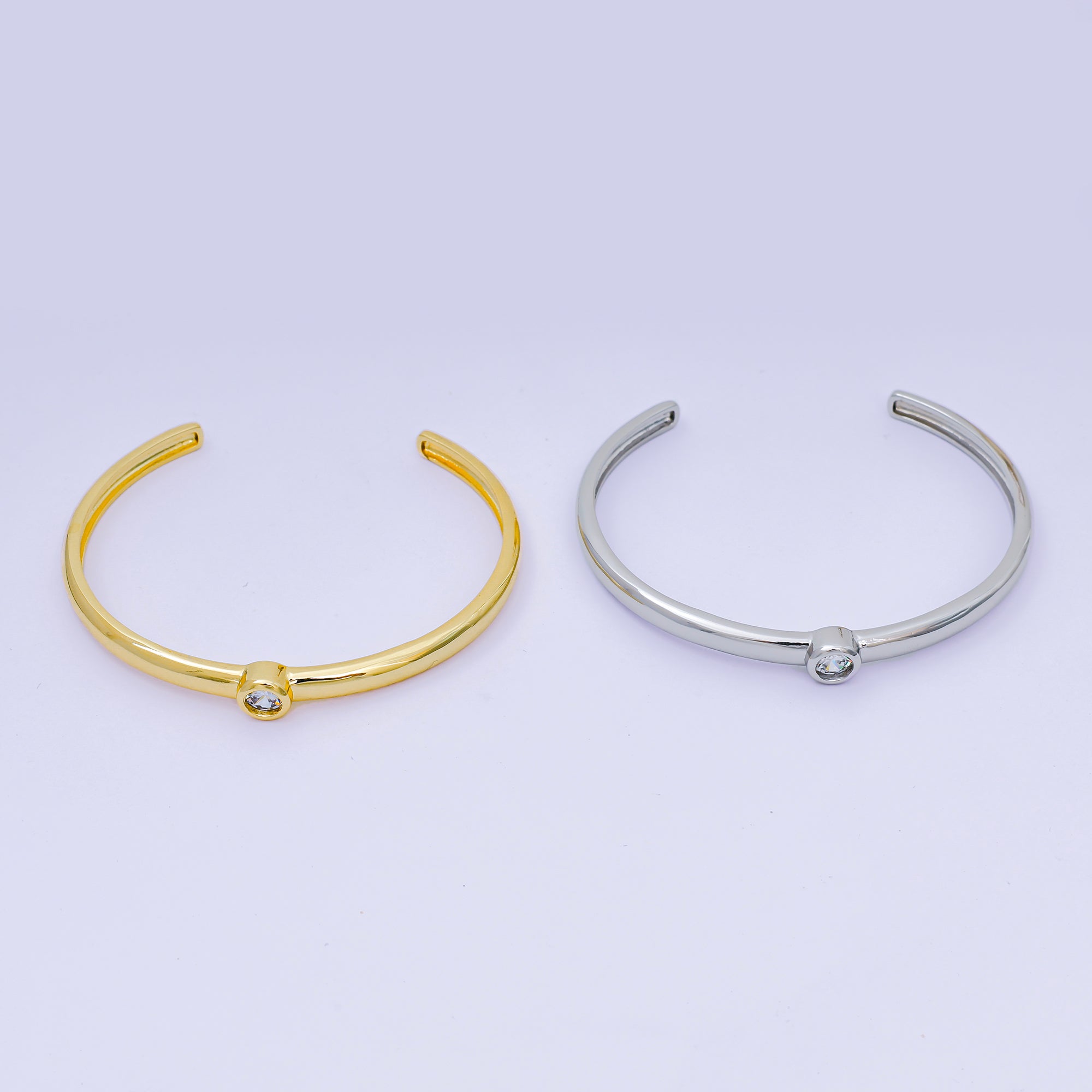 24K Gold Filled Round CZ Minimalist Round Bracelet in Gold & Silver | WA-3094 WA-3097
