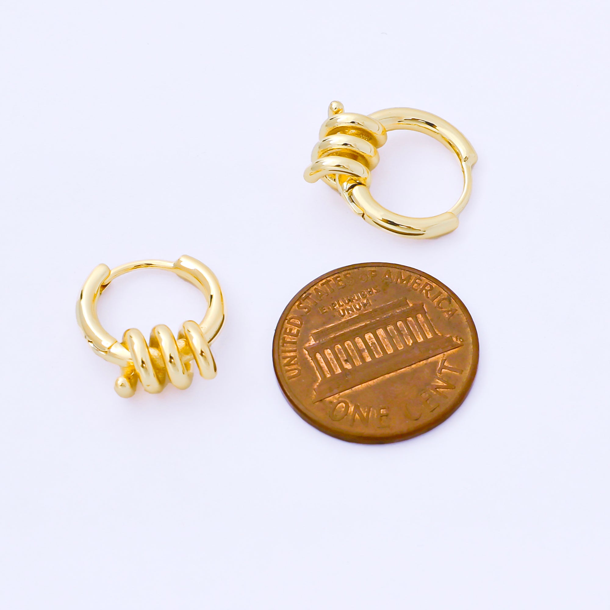 24K Gold Filled 15mm Twisted Spring Huggie Earrings in Gold & Silver | AB1628 AB1629