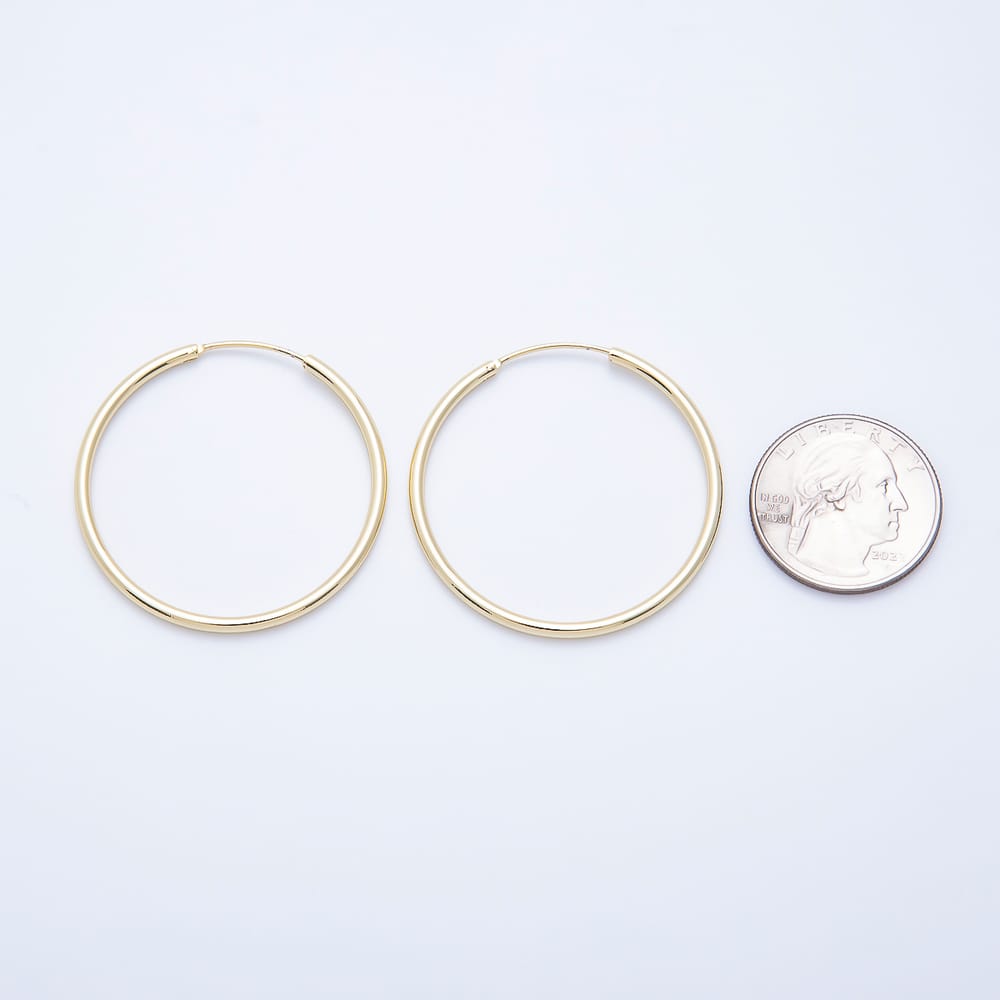 16K Gold Filled 40mm Minimalist Sleeper Hoop Earrings in Gold & Silver | Earrings-01249