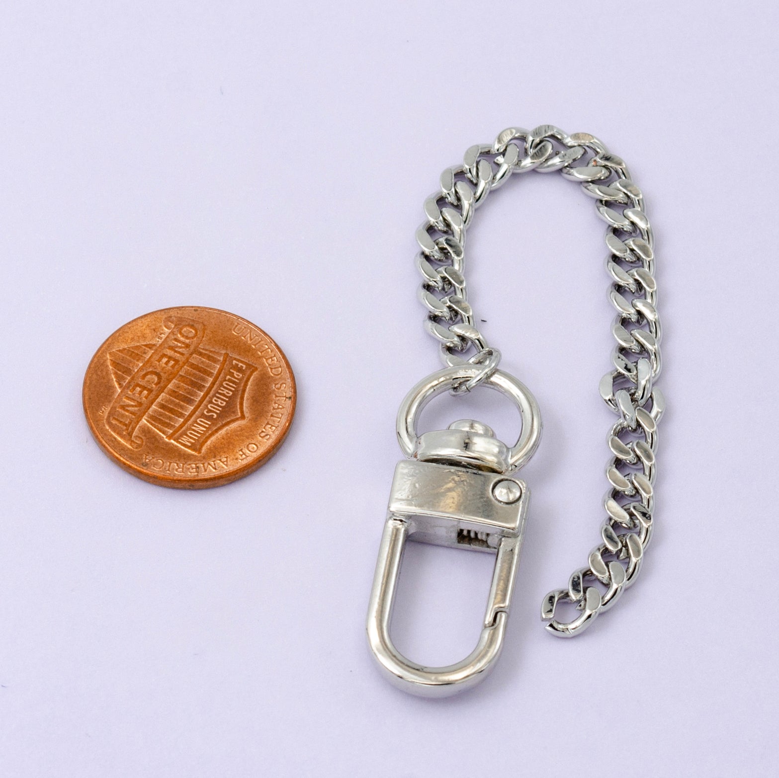 Stainless Steel Curb Chain Bag Purse Charm Swivel Keychain Finding | WA-2745