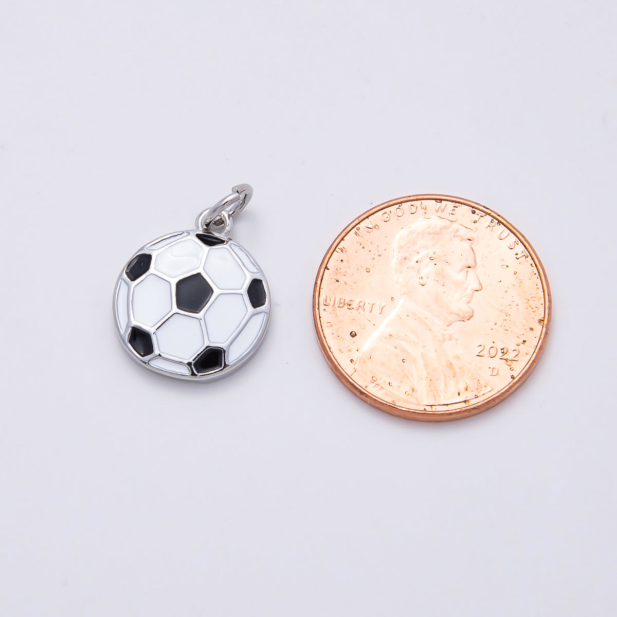 Silver Sports Soccer Football Enamel Charm | Charms-01111