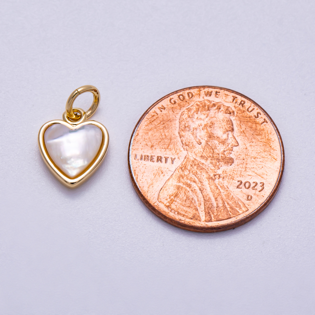 16K Gold Filled 10mm Shell Pearl Heart Bezel Mini Charm in Gold & Silver | Charms-00593 Charms-01519
