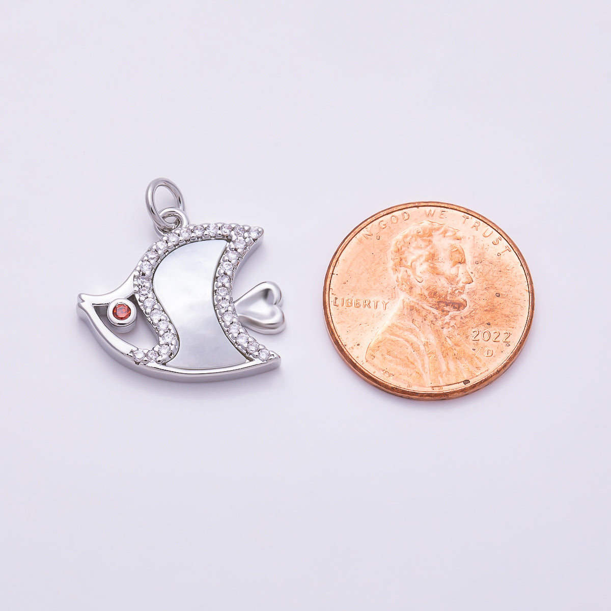 16K Gold Filled 18mm Clear Micro Paved CZ Ocean Tropical Angel Fish Charm | Charms-02035 - Charms-02036