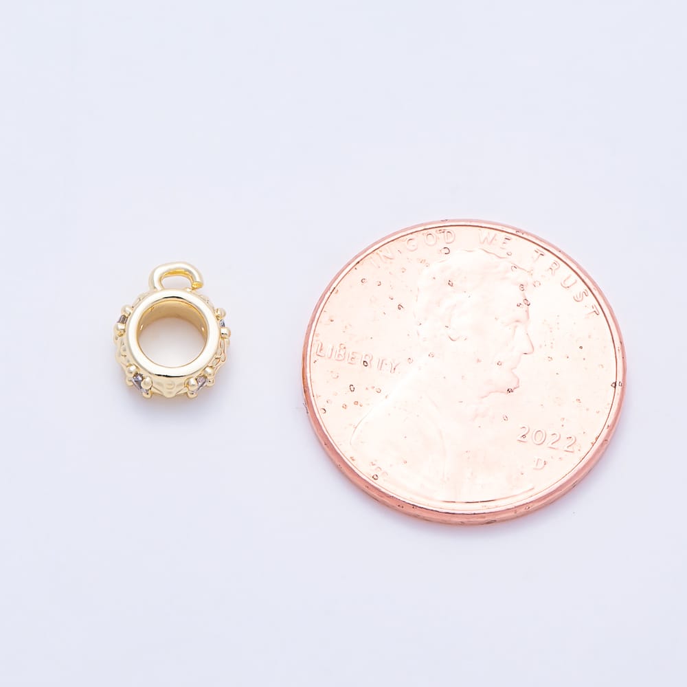 16K Gold Filled 8.5mm Clear CZ Flower Drop Rondelle Bail Findings in Gold & Silver | Findings-00650 Findings-00651