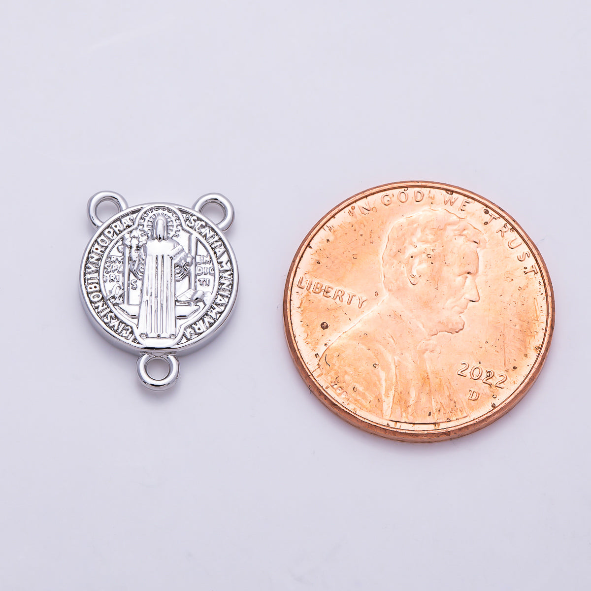 16K Gold Filled 11mm Saint Benedict Rosary Minimalist Round Triple Loop Connector in Gold & Silver |  Findings-00131 Findings-00423