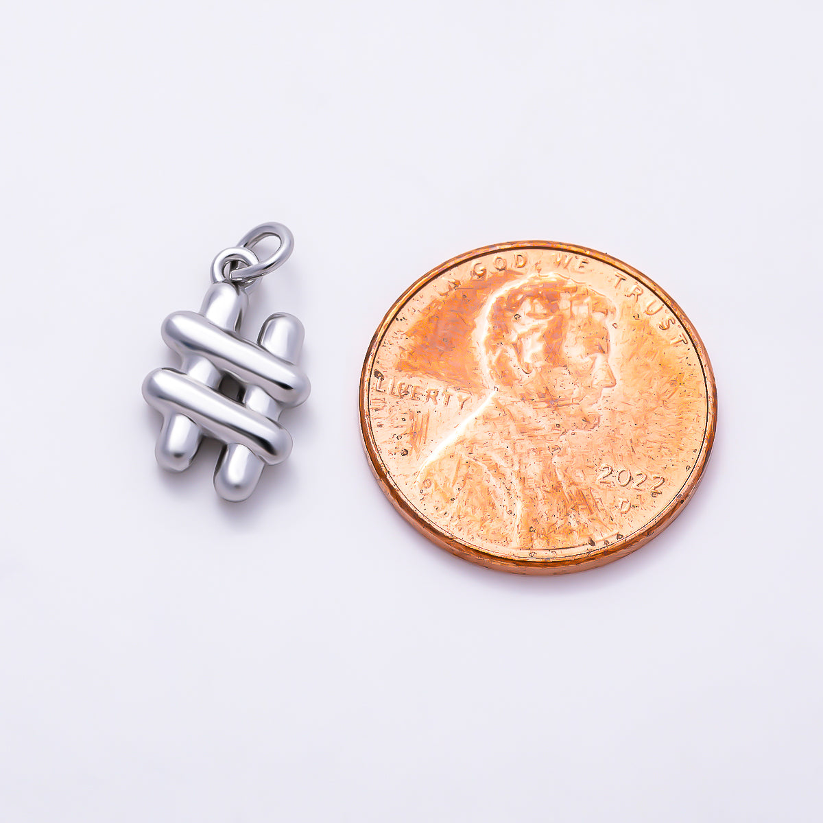 Silver 14mm Minimalist Number Hashtag "#" Multidimensional Charm | Charms-01525
