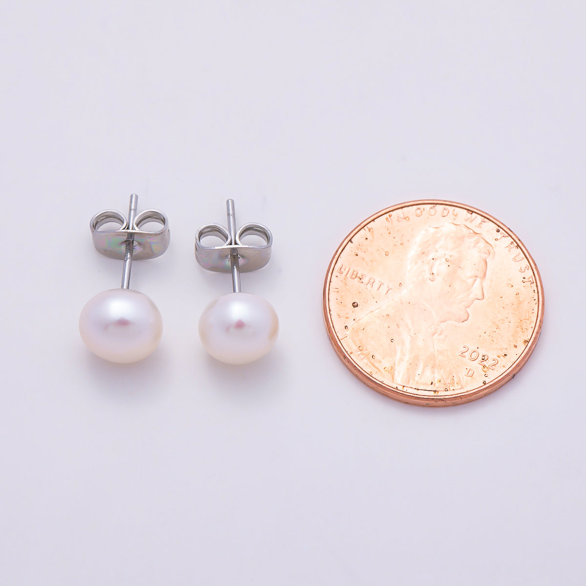 S925 Sterling Silver 7mm Shell Pearl Gemstone Stud Earrings | Earrings-00455