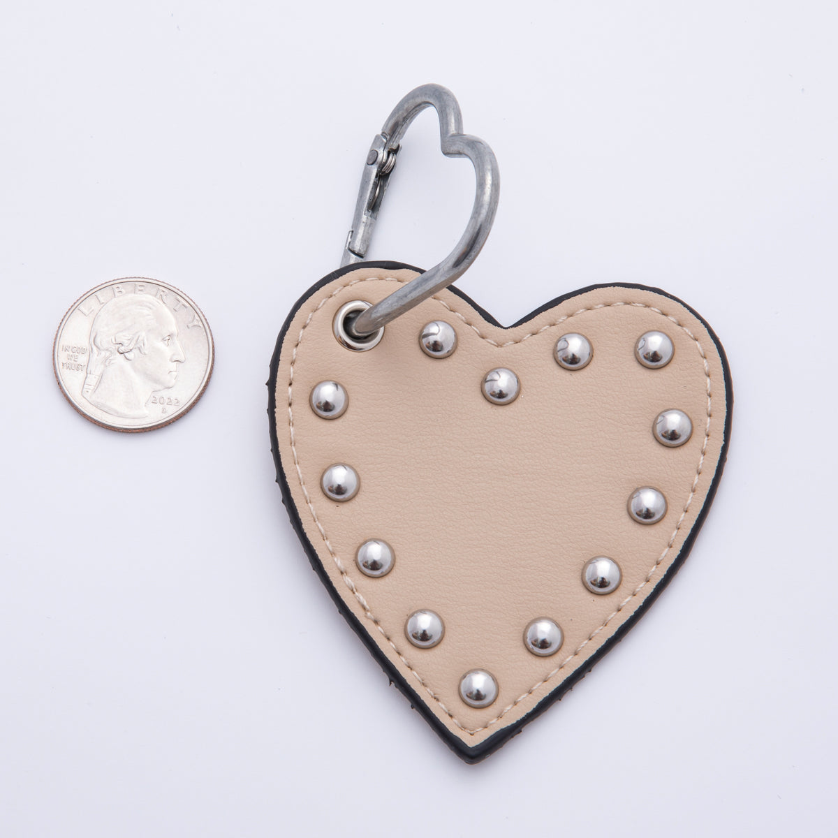 Leather Heart Keychain Handmade Bag Charm Cute Studded Heart Purse Accessory WB-00092