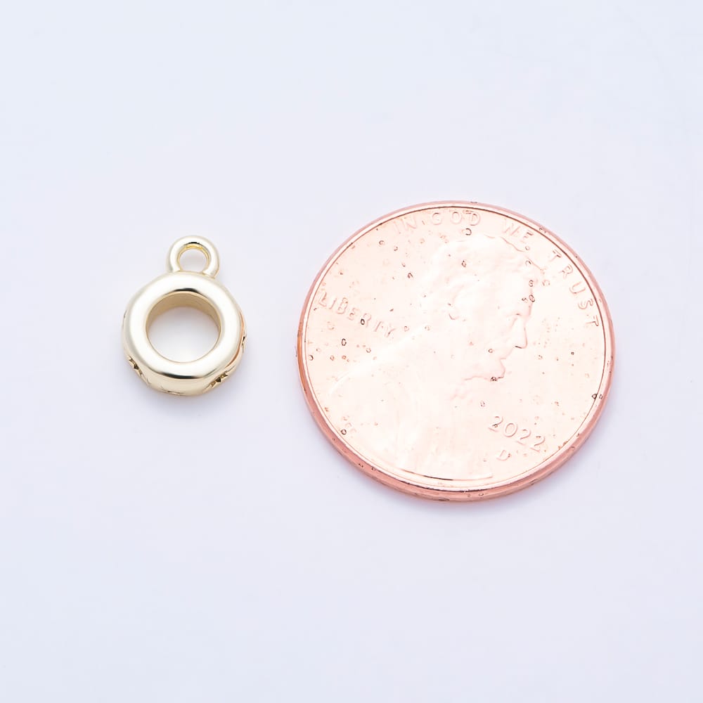 16K Gold Filled 10mm Celestial North Star Embedded Drop Rondelle Bail Findings in Gold & Silver | Findings-00660 Findings-00661