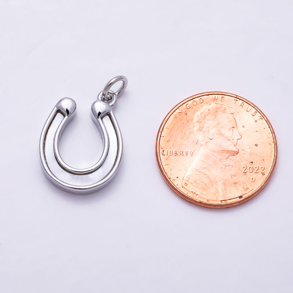 Silver Shell Pearl Lucky Horseshoe Charm | Charms-01681