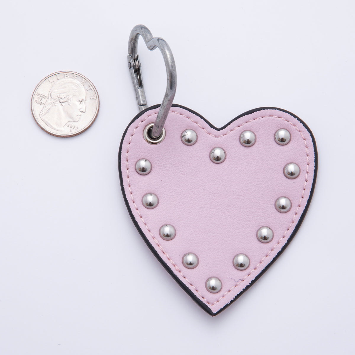Leather Heart Keychain Handmade Bag Charm Cute Studded Heart Purse Accessory WB-00092