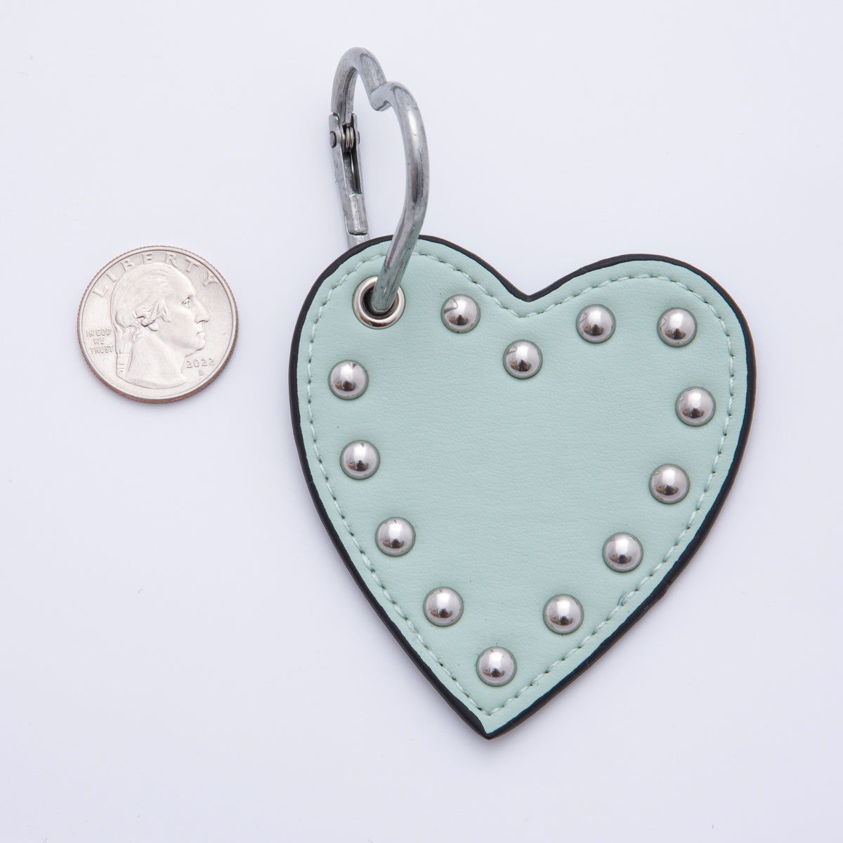 Leather Heart Keychain Handmade Bag Charm Cute Studded Heart Purse Accessory WB-00092