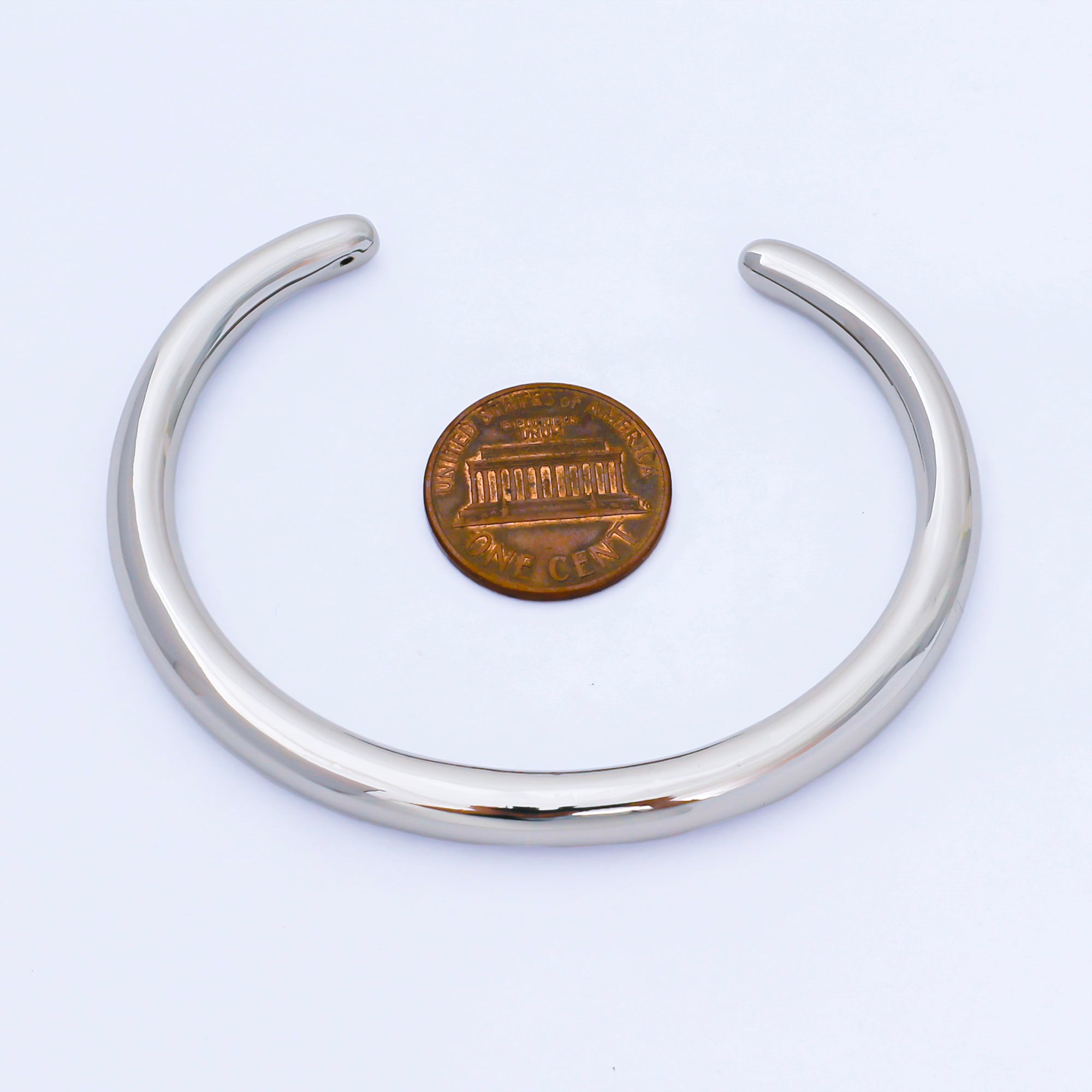 Silver Simple Polished Classic Tube Cuff Bangle Bracelet | WA-1692