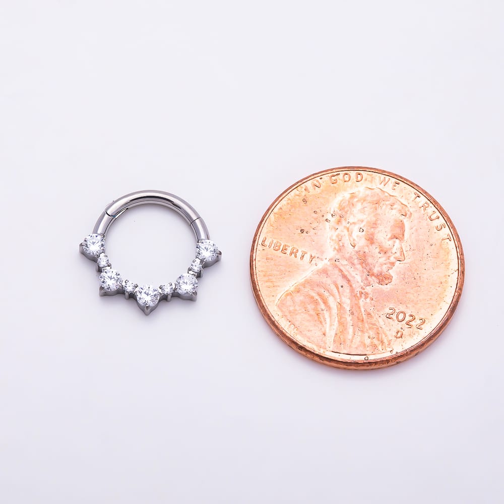 Titanium 12mm Silver Clear CZ Round Gradient Cartilage Piercing Clicker | BJ-00285