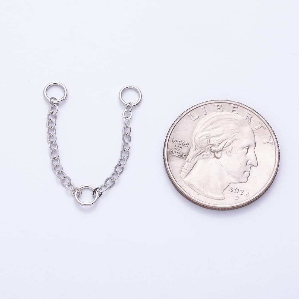 Silver 2.25 Inch Triple Round Cable Chain Extender | Findings-00228