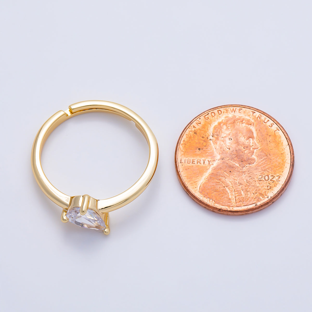 16K Gold Filled Clear Teardrop CZ Solitaire Ring in Gold & Silver | Rings-00165 Rings-00166