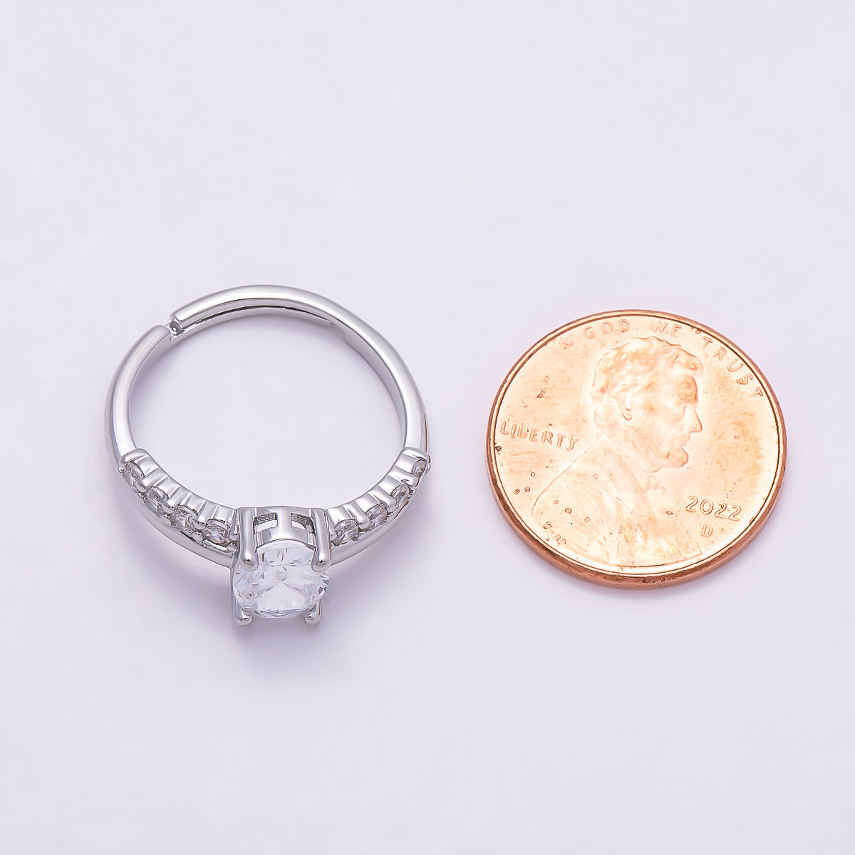 16K Gold Filled Oval Micro Paved CZ Adjustable Ring in Gold & Silver | Rings-00164 Rings-00117