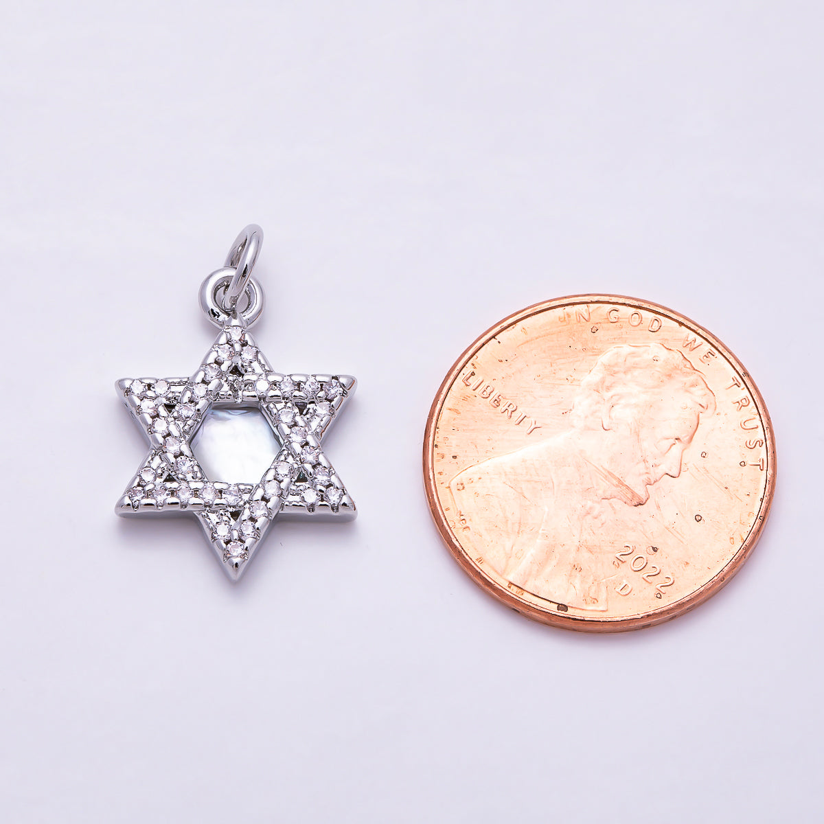 Silver Micro Paved CZ Hexagram Star Charm | Charms-01682