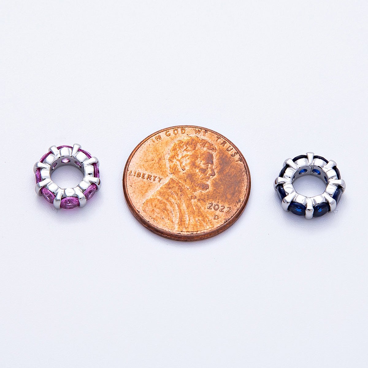 10.5mm Personalized Birthstone Micro Paved Round CZ Rondelle Spacer Set | Beads-00101 ~ Beads-00112