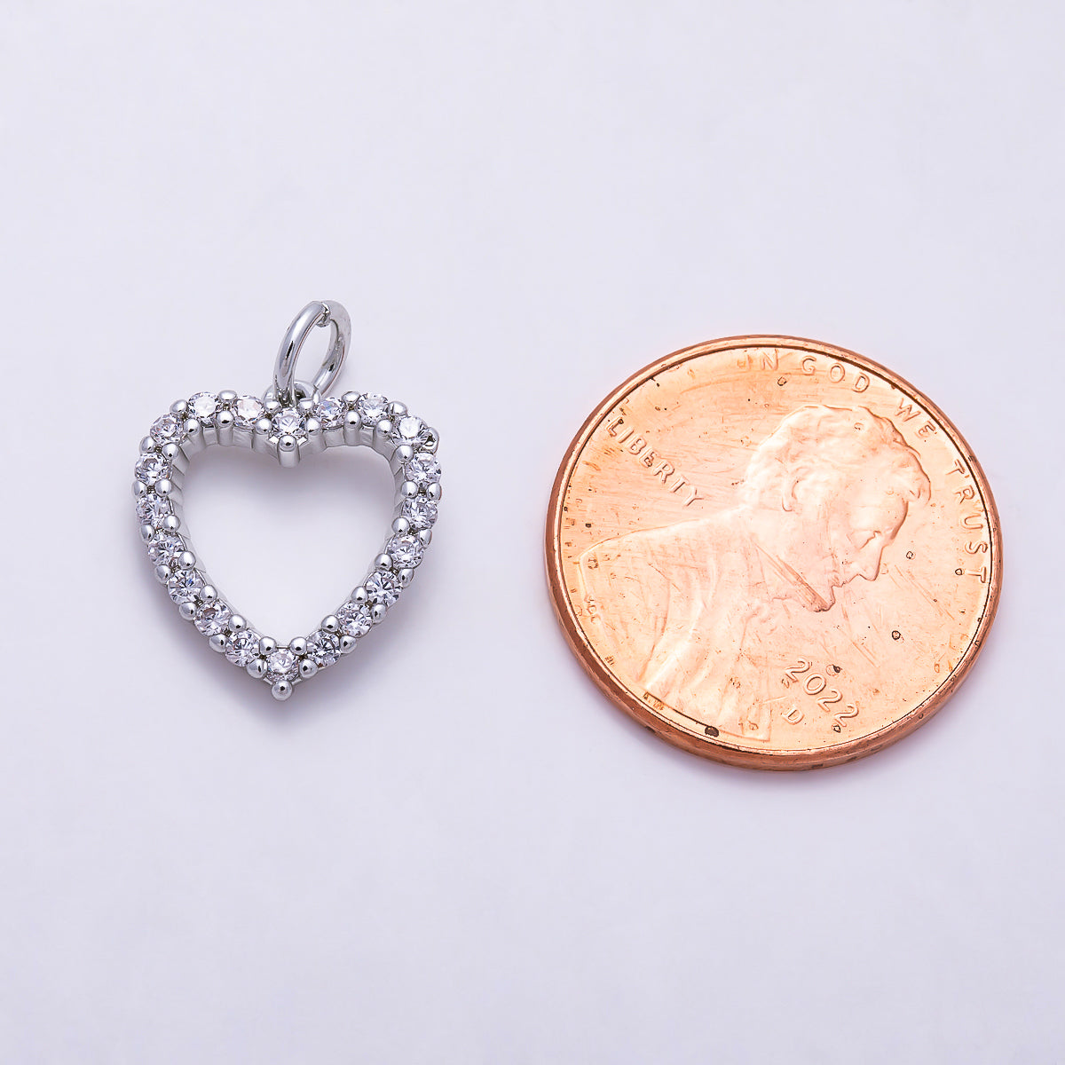 Silver Micro Paved CZ Open Love Heart Charm | Charms-01684