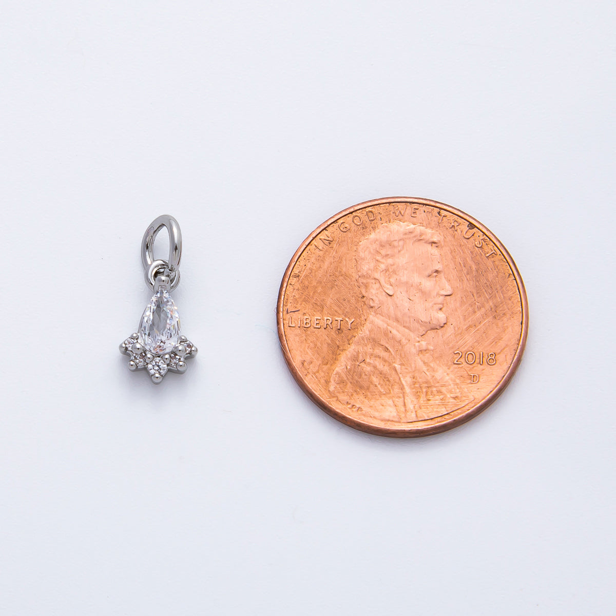 18K Gold Filled 13mm Teardrop Cluster Clear CZ Mini Charm in Gold & Silver | AF1365