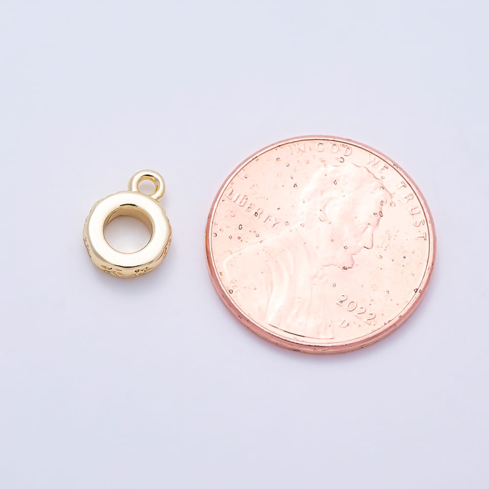 16K Gold Filled 10mm Paw Print Stamped Minimalist Drop Rondelle Bail Findings in Gold & Silver | Findings-00666 Findings-00667