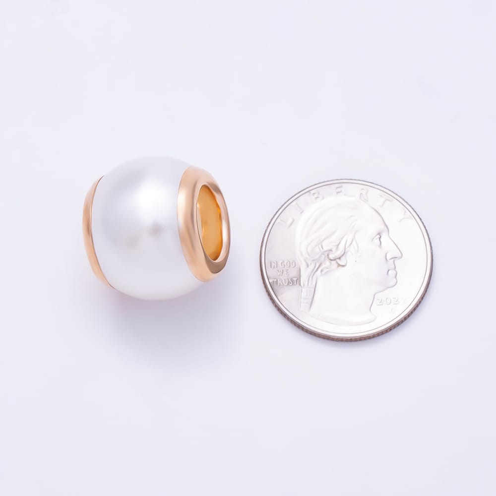 18K Gold Filled 20mm White Enamel Scarf Buckle Stopper Large Hole Bead | Findings-00638