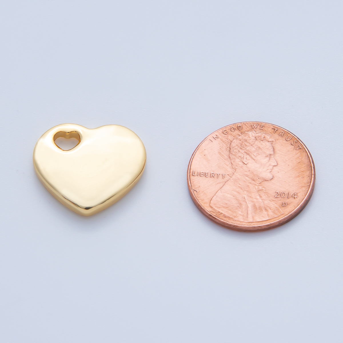 18K Gold Plated 16mm Heart-Shaped Open Loop Heart Beads | B290