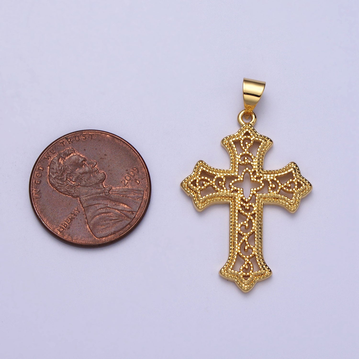 Dotted Filigree Passion Religious Cross Pendant | H412