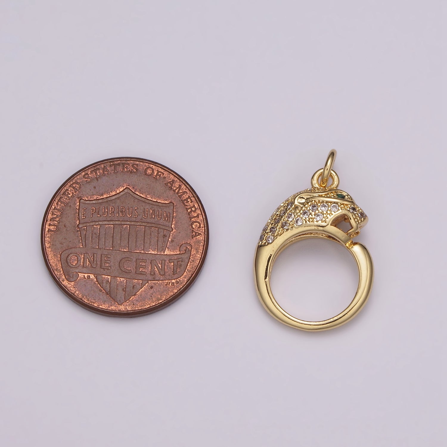 Gold Leopard Charm Ring, Panther Pendant For Women, Micro Pave Leopard Jaguar Animal Charm for Necklace Bracelet Earring | E-701 E-702 |