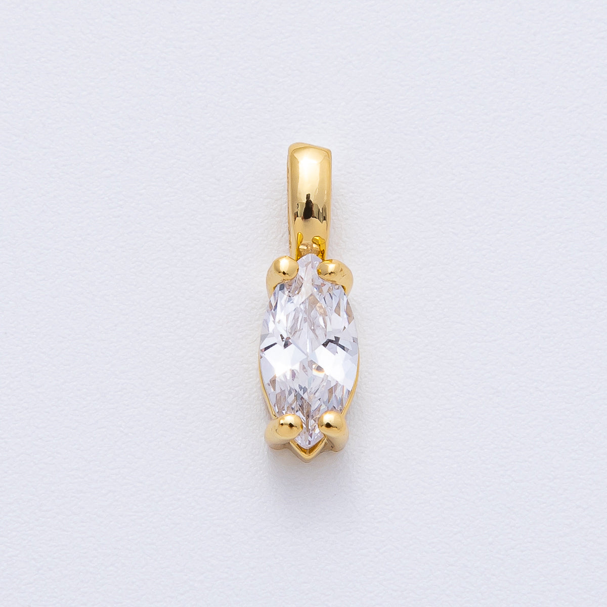 24K Gold Filled 16.5mm Clear CZ Marquise Pendant | H031