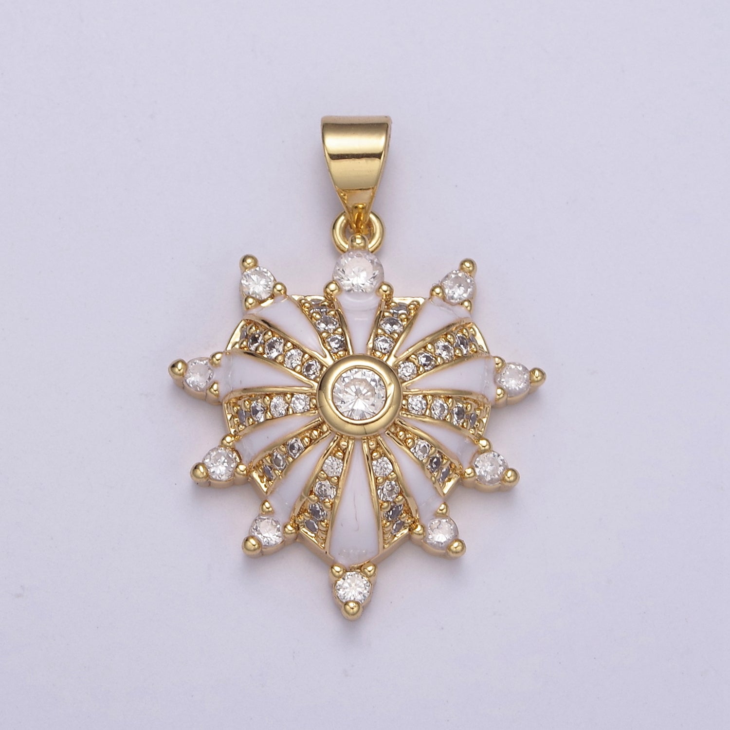 24K Gold Filled 27mm White, Red, Black, Pink Enamel Micro Paved CZ Heart Pendant | H436 - H441