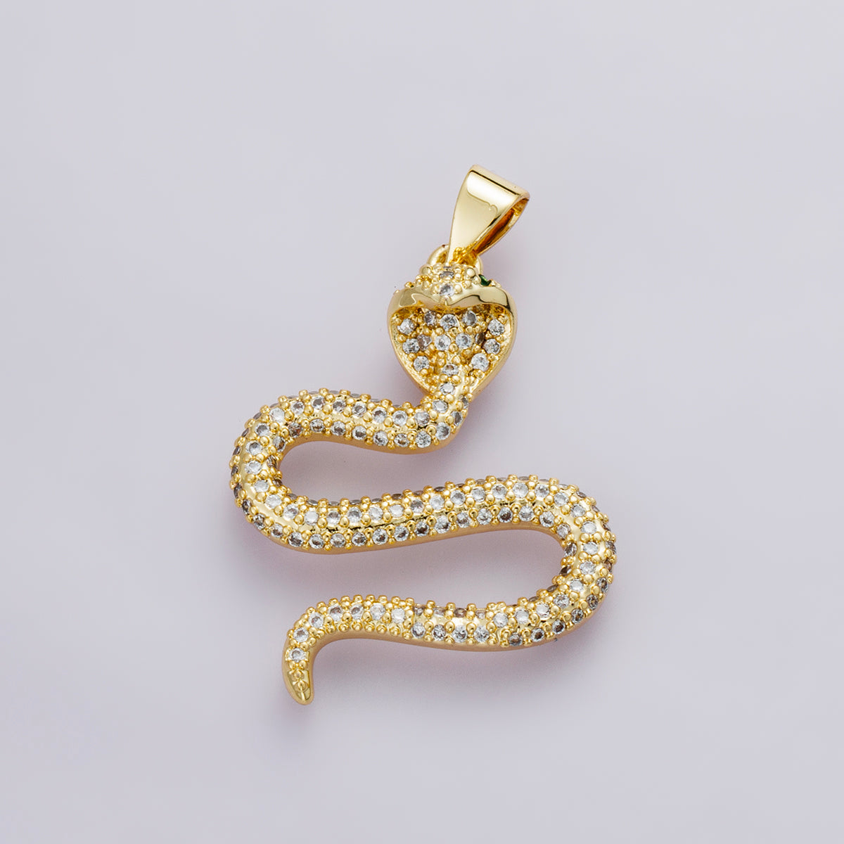 14K Gold Filled Clear, Multicolor Micro Paved CZ Serpent Snake Pendant | I00664 I00665