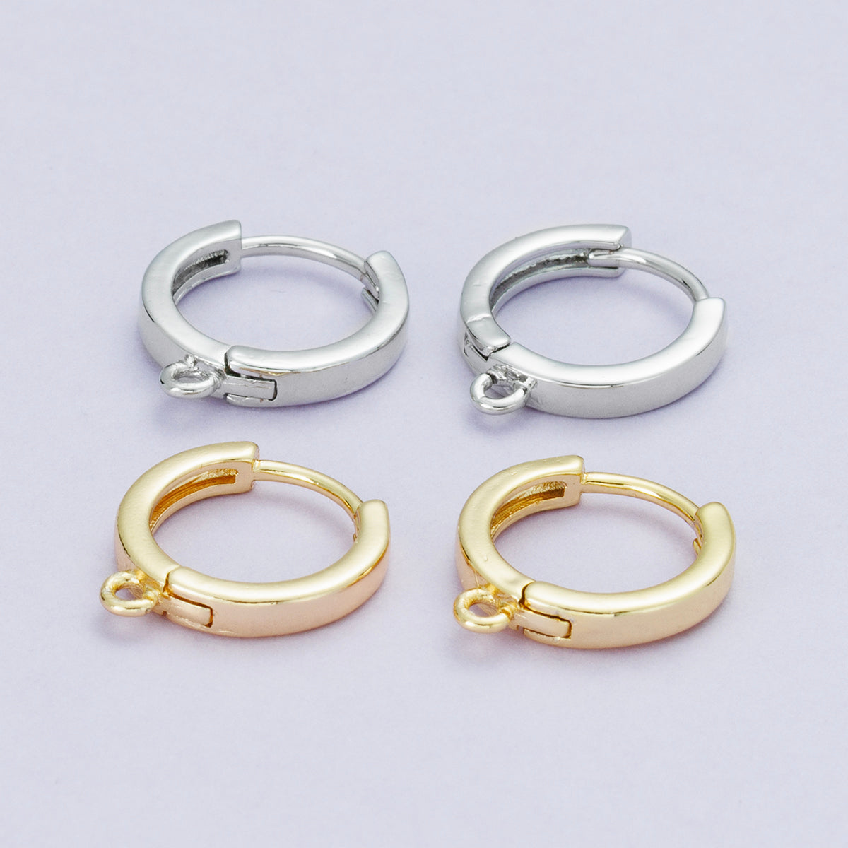 18K Gold Filled 13.5mm Minimalist Open Loop Drop Huggie Earrings in Gold & Silver | Findings-00106 Findings-00107