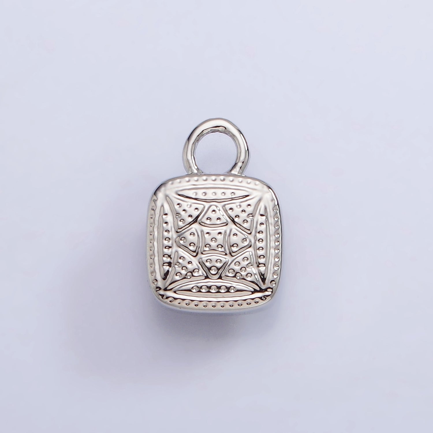 White Gold Filled Square Multifaceted Natural Gemstone Personalized Add-On Silver Charm | AC1530 - AC1542