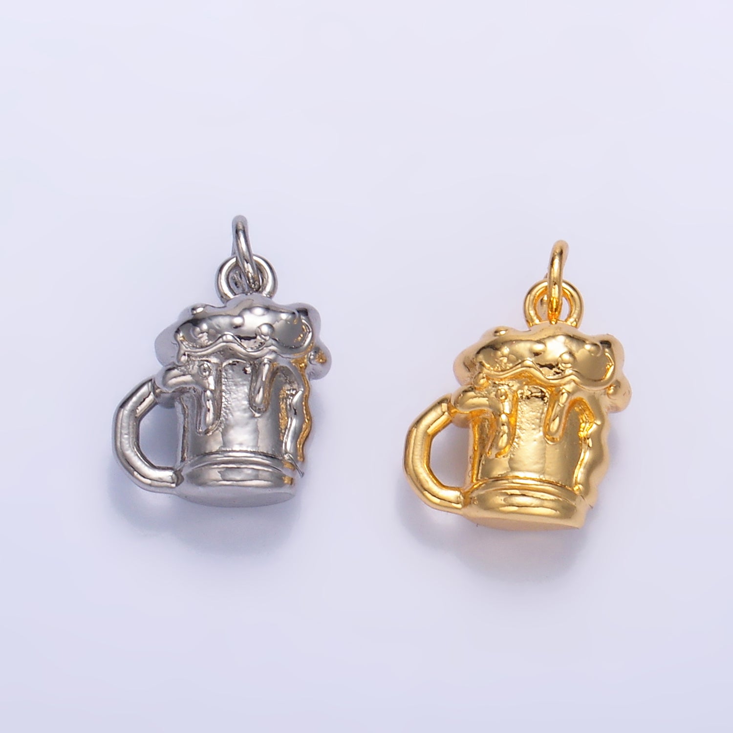 24K Gold Filled Beer Alcoholic Drink Multidimensional 3D Charm in Gold & Silver | W250