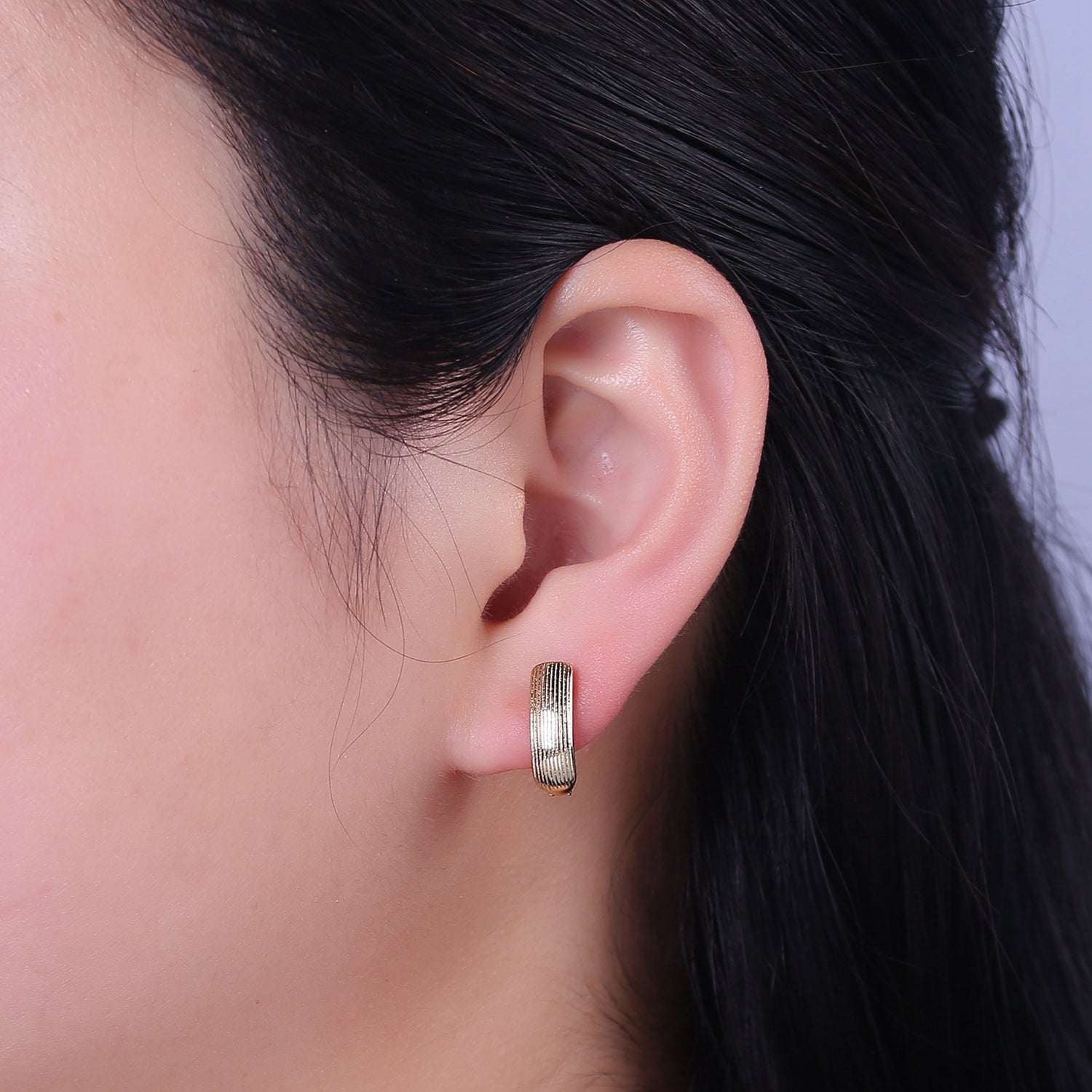 Chunky Hoop Earrings Everyday Huggie Hoop Earrings • Perfect Gift for Her V-144 - DLUXCA