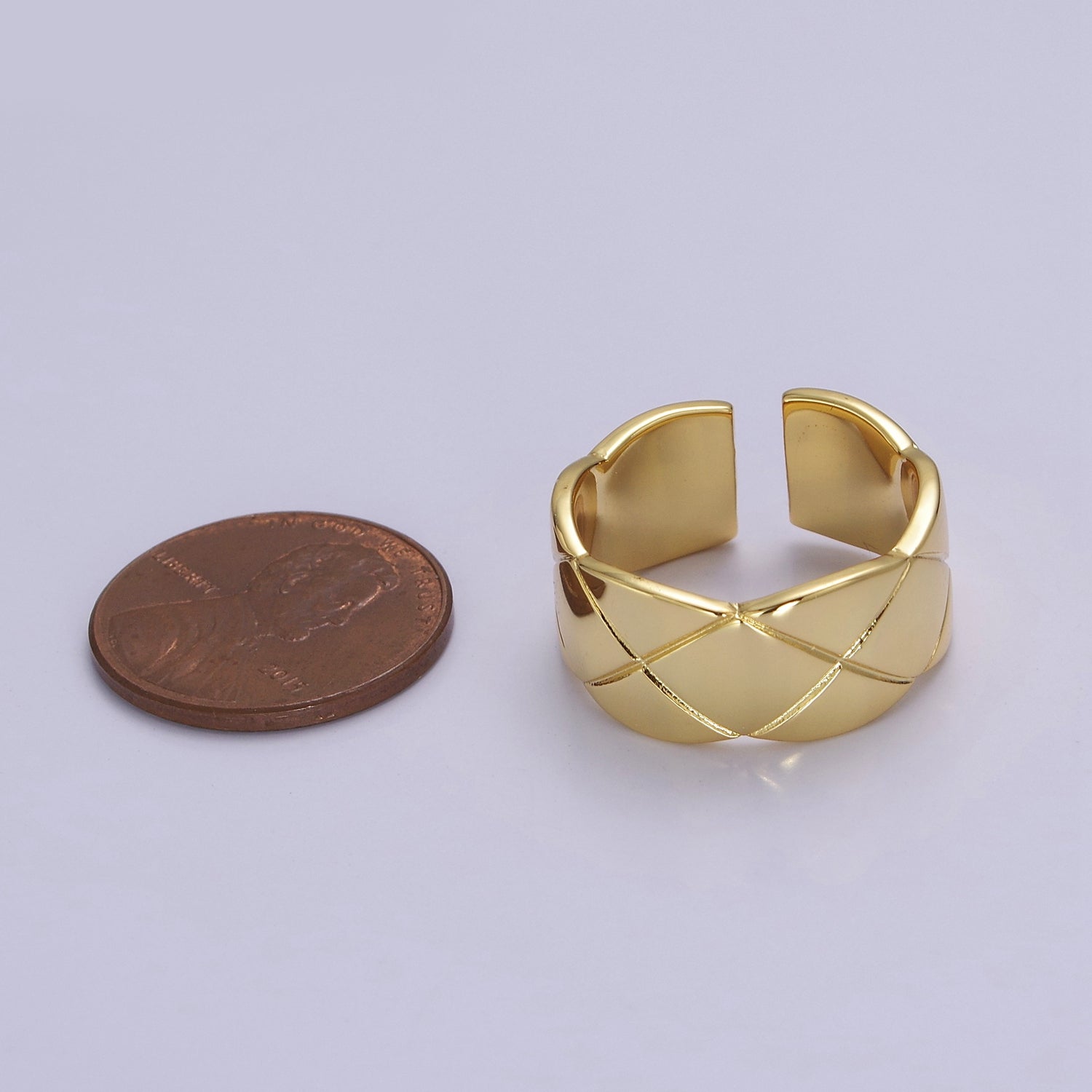 Chunky Wide Band-Thick Checkered Statement Ring-Chic Croissant Ring Bread Large Ring O-2042