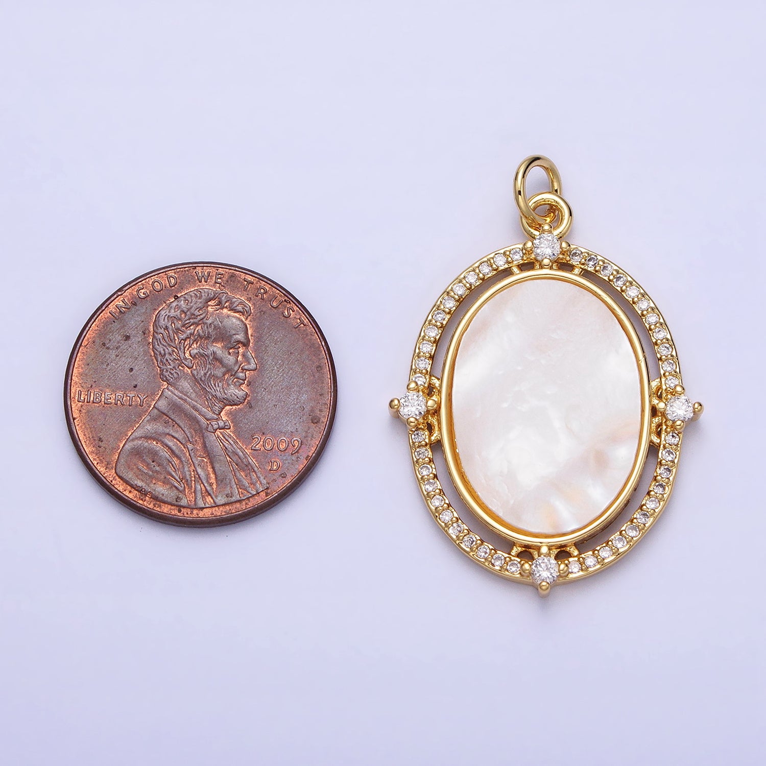 Oval pearl pendant micro pave oval geometric charm in 14k gold filled with clear cz stone for necklace charm supply ac365