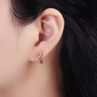 14K Gold Filled Mouse Triple Clear CZ 12mm Cartilage Huggie Earrings | V085 - DLUXCA