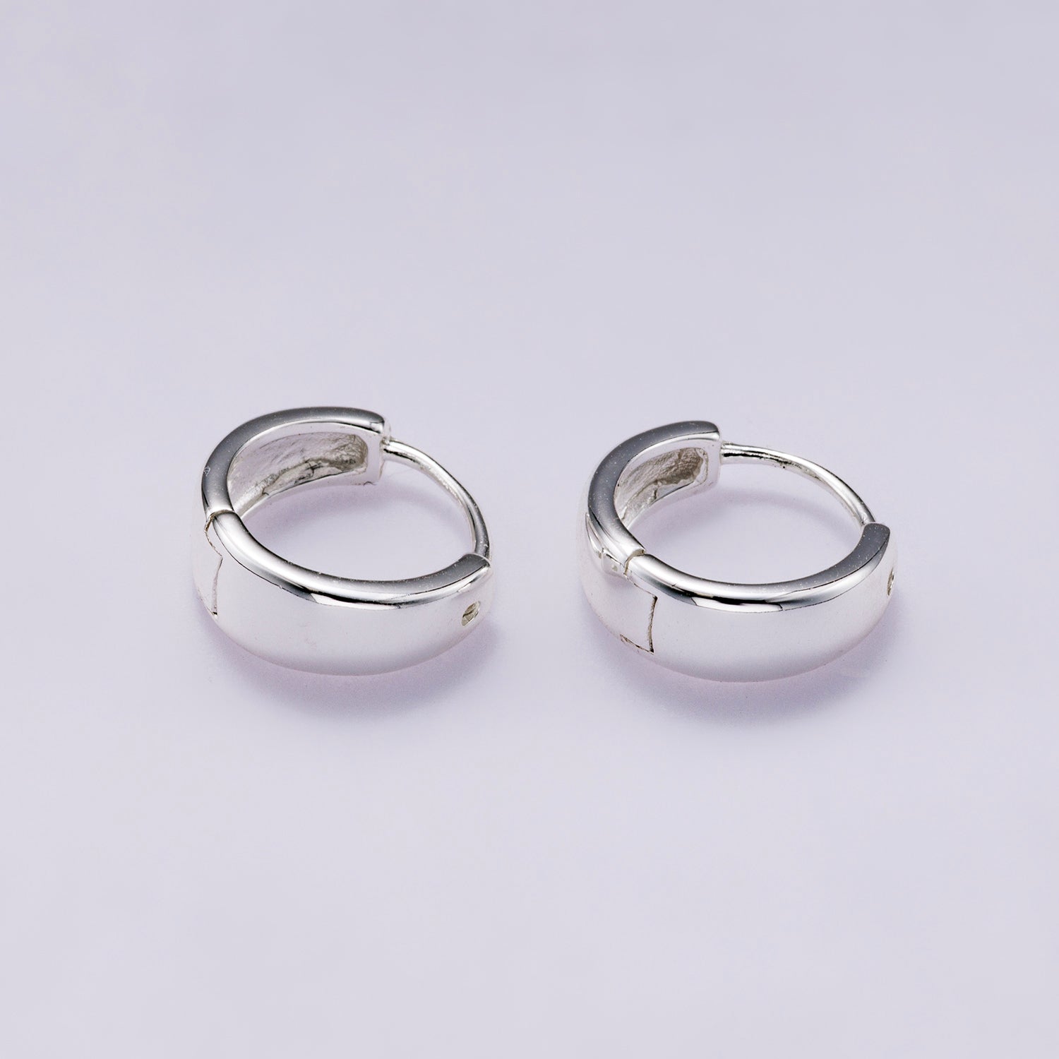 S925 Sterling Silver 12.5mm Minimalist Chubby Huggies Cartilage Earrings | SL-00652