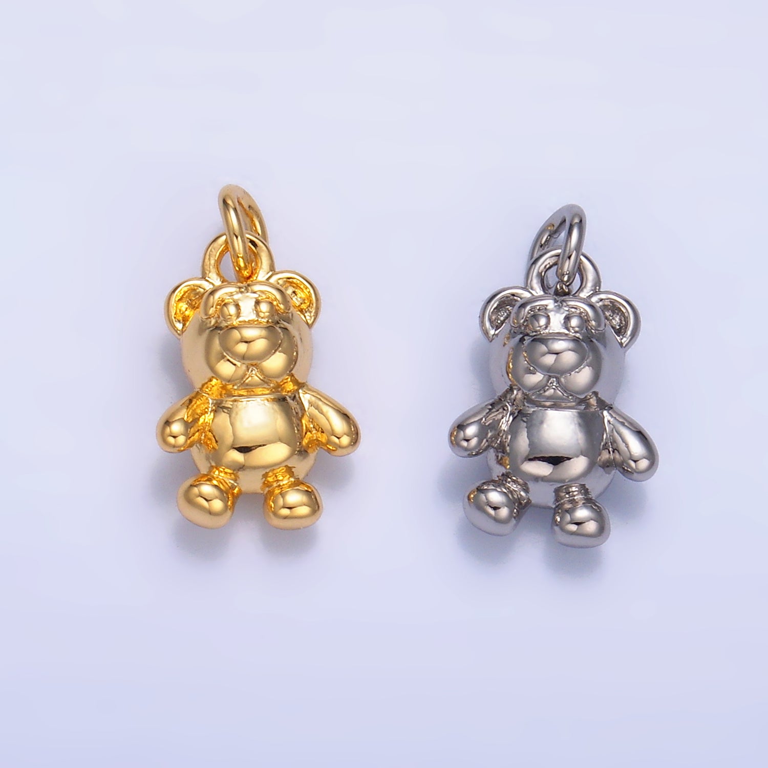 24K Gold Filled Teddy Bear Animal Multidimensional 3D Charm in Gold & Silver | W797