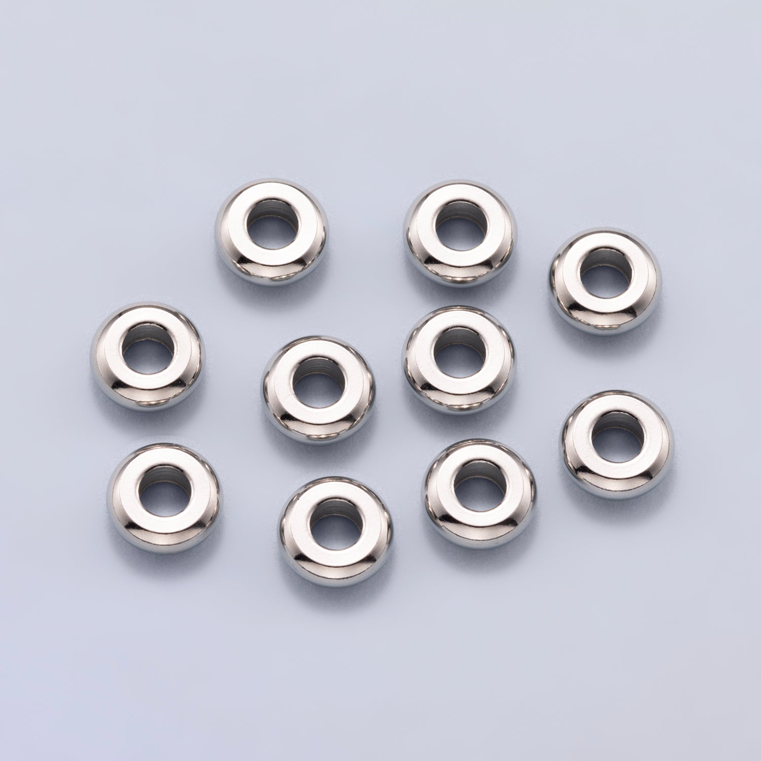 Rhodium Plated 8mm Minimalist Rondelle Spacer Beads by 10 Pieces | Findings-00164