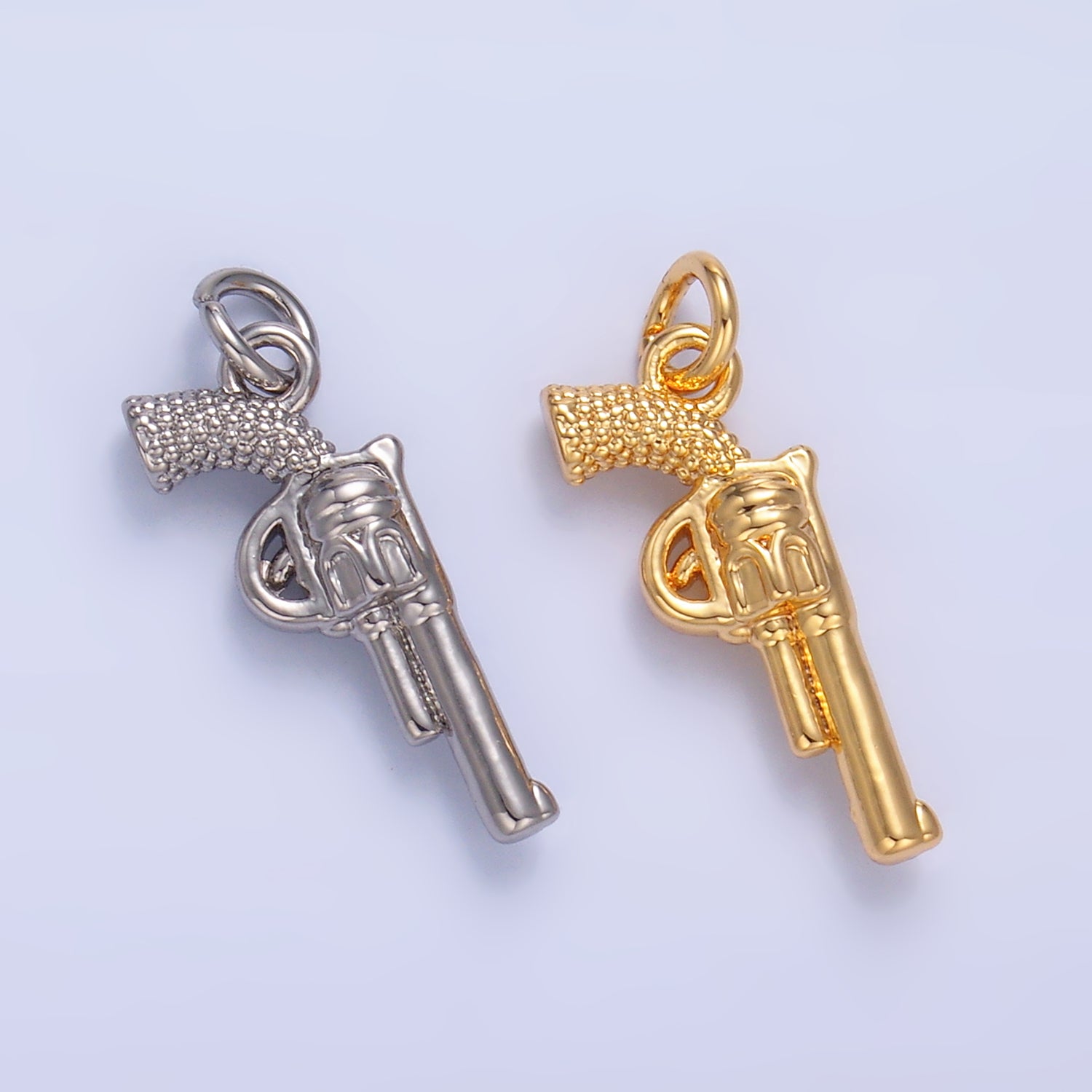 24K Gold Filled Riffle Gun Multidimensional 3D Charm in Gold & Silver | W798