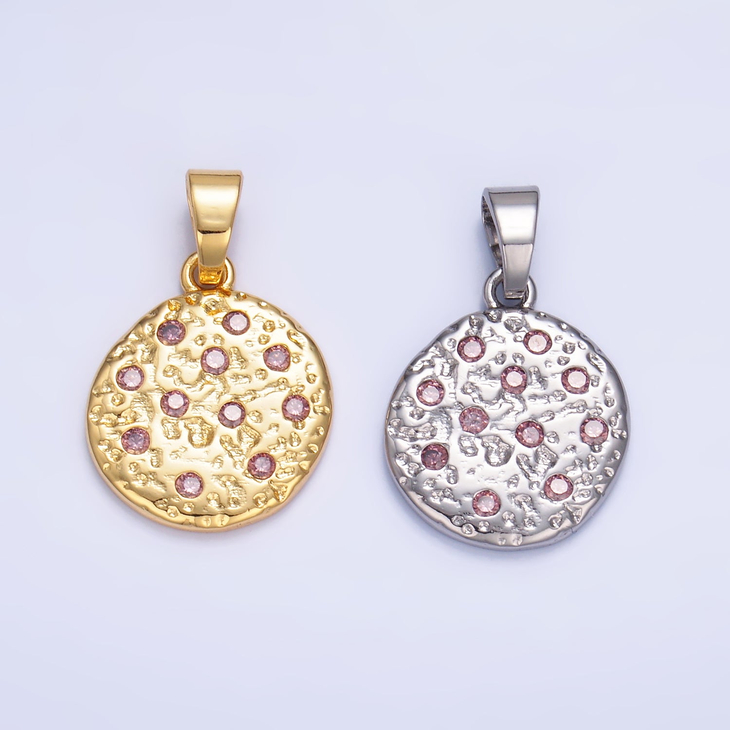 24K Gold Filled Pink CZ Cookie Food Pendant in Gold & Silver | AA1428