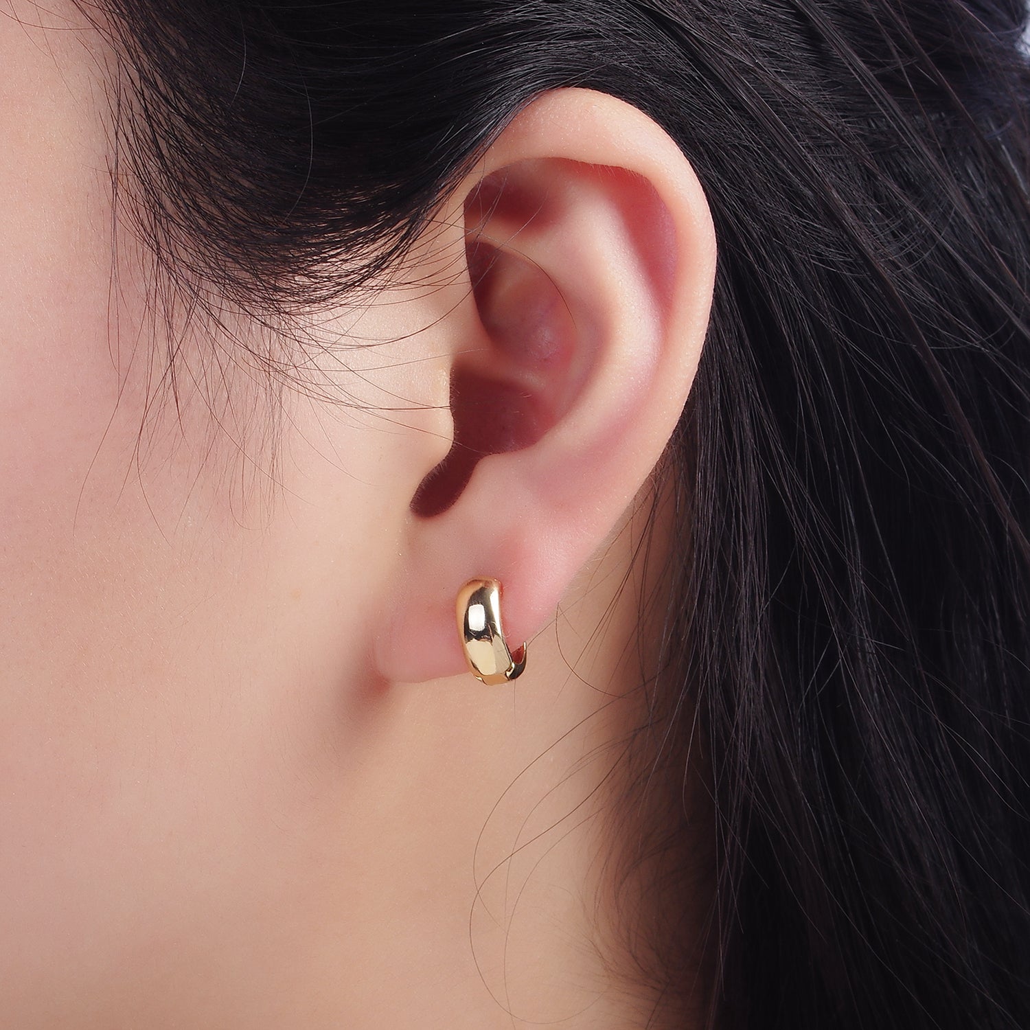 16K Gold Filled 12mm Minimalist Dome Cartilage Huggie Earrings | AB1182