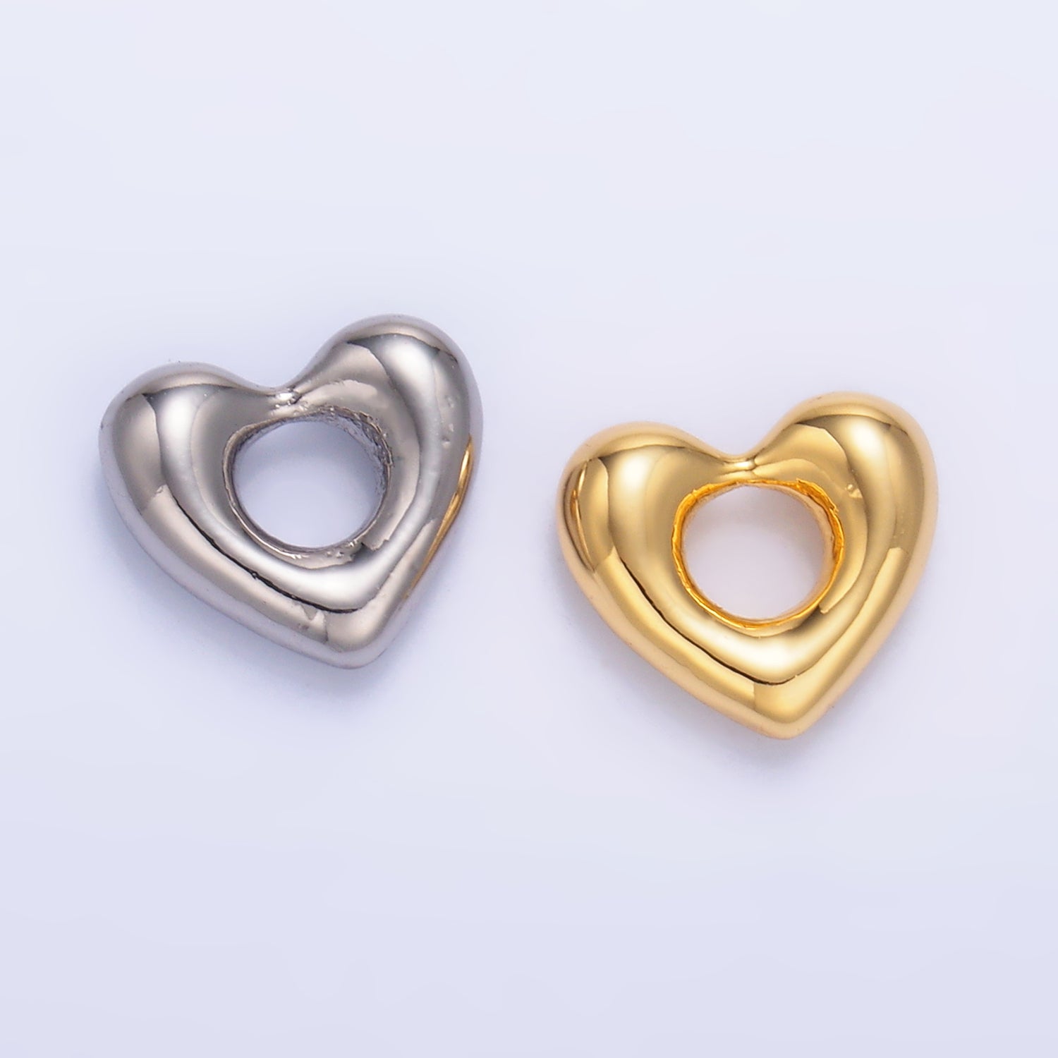 24K Gold Filled Molten Heart Bead in Gold & Silver | B207