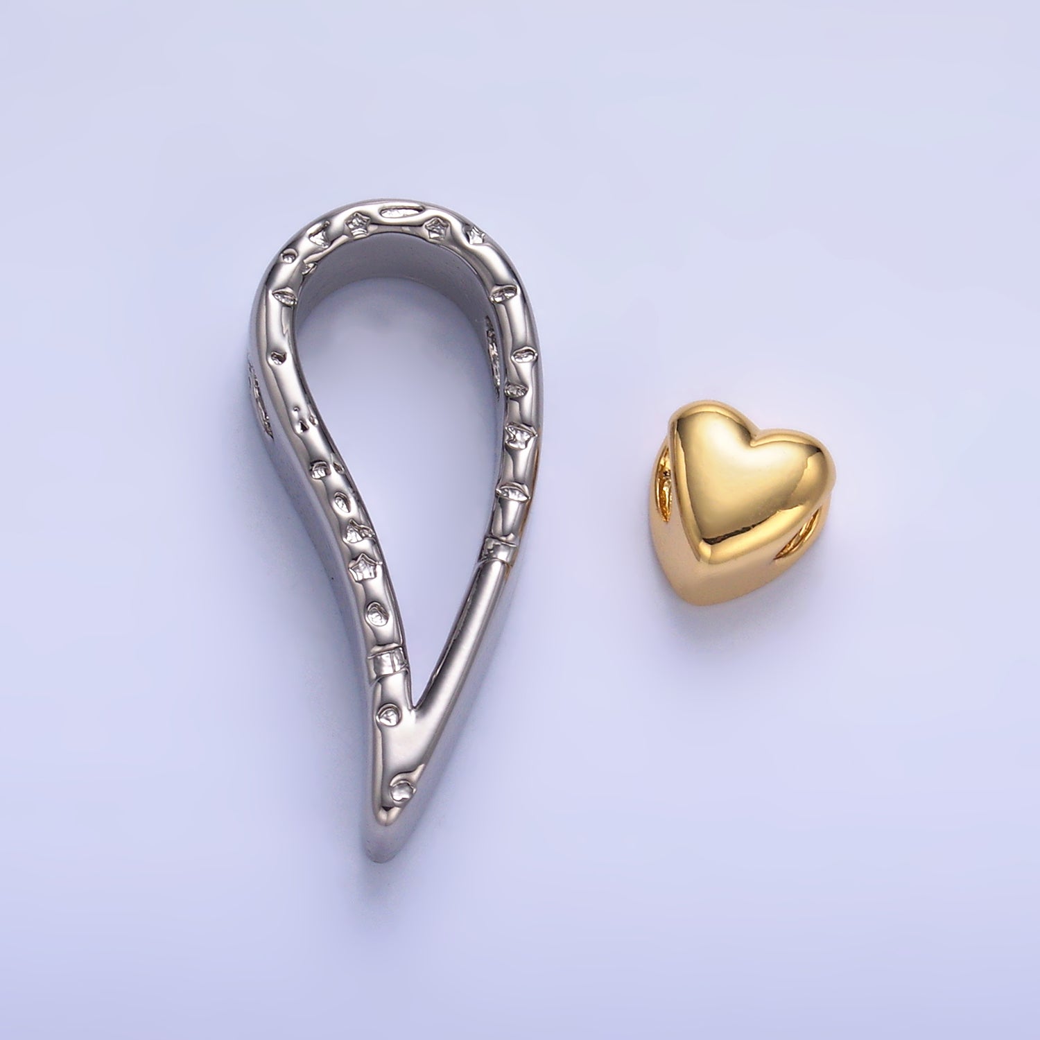 24K Gold Filled Heart Geometric Teardrop Mixed Metal Slide Charm Set | W825